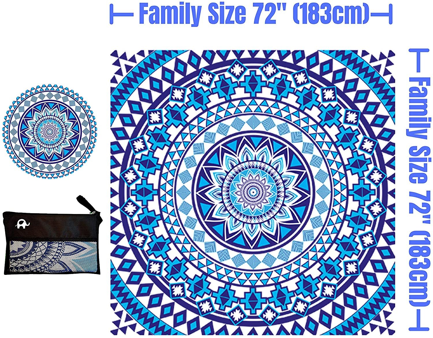 Beach Towel - Blue Beauty (72x72 inches)