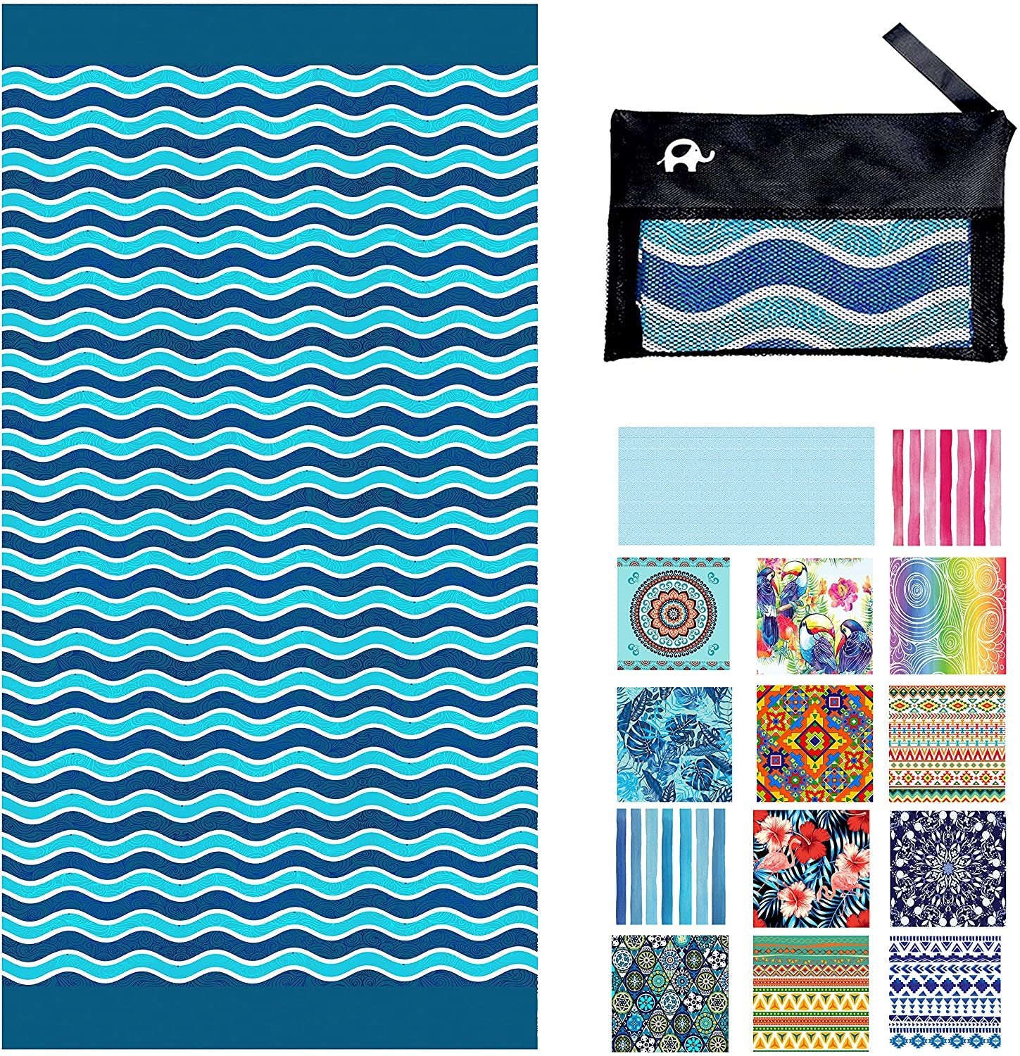 Beach Towel - Blue Sea (63x31 inches)