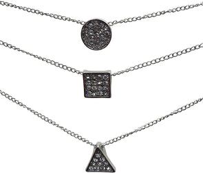 ELITE TREND Designer Style Crystal Jewelry Fashion Gold Color Alloy Colorful Rhinestone 3 PCS Necklaces Chains Set of 3 - Silver or Gold Plated Sun Moon Star Pendant 18 Inch Necklaces