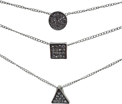 ELITE TREND Designer Style Crystal Jewelry Fashion Gold Color Alloy Colorful Rhinestone 3 PCS Necklaces Chains Set of 3 - Silver or Gold Plated Sun Moon Star Pendant 18 Inch Necklaces